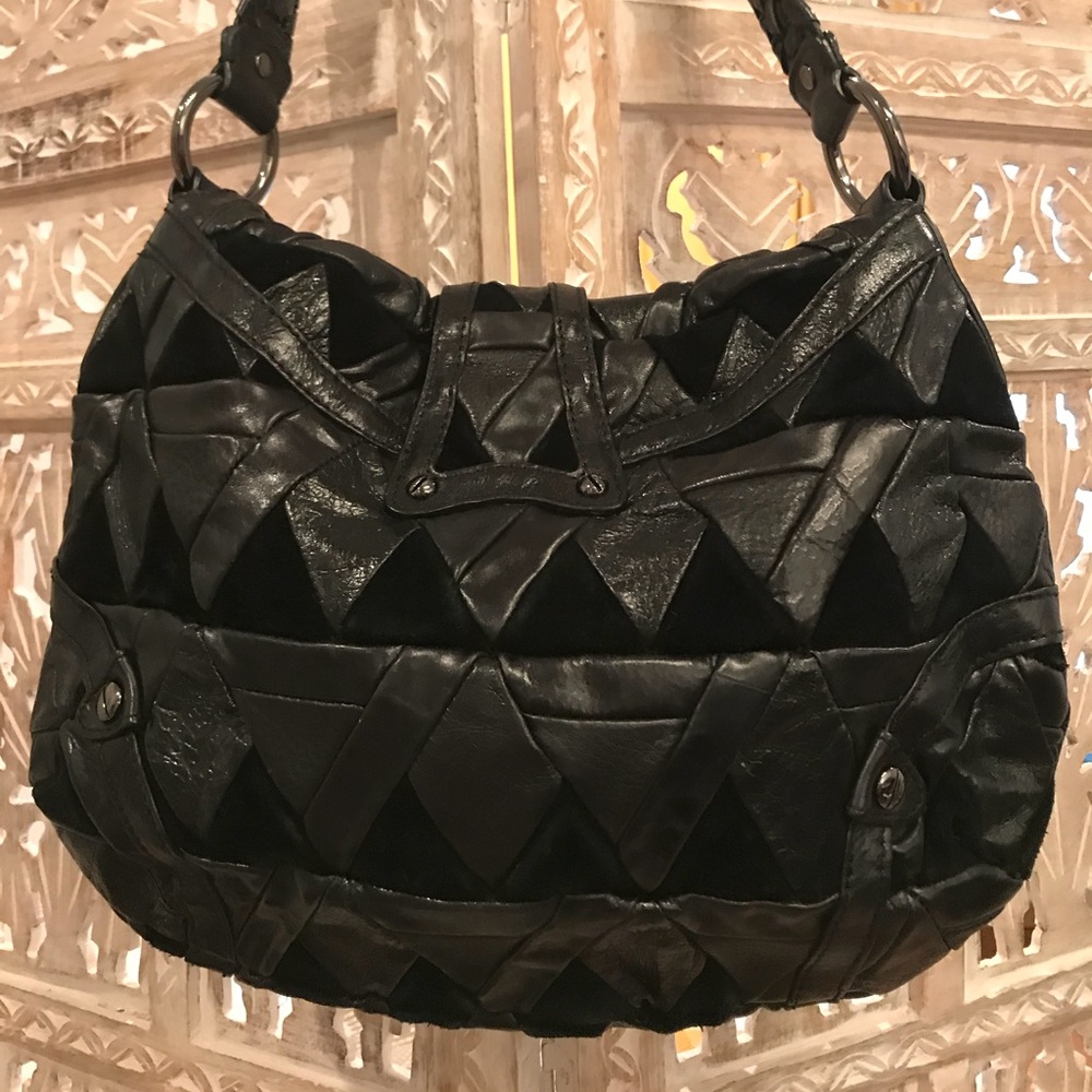 Elliot Lucca Patchwork Black Leather Handbag - image 2